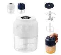 Household Electric Garlic Crusher, USB Rechargeable Mini Electric Garlic Chopper with Stainless Steel 3-Blade System, One-Touch Operation, Easy to Clean (White,Four blades)