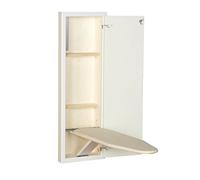 Household Essentials 18100-1 Stowaway Cabinet with Built in Ironing Board Cut into Wall to Install, Wood, White Finish