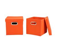 Household Essentials 32-1 Decorative Storage Cube Set with Removable Lids | Orange | 2-Pack
