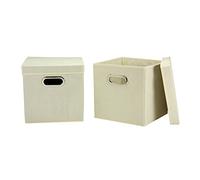Household Essentials 39-1 Decorative Storage Cube Set with Removable Lids | Natural | 2-Pack