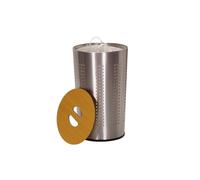 Household Essentials 7081-1 Round Metal Laundry Hamper - Removable Liner Bag and Wood Lid - Stainless Steel