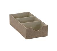 Household Essentials 722-1 Deep 3 Section Drawer Organizer Box for Storage | 12 in x 6.13 in x 3.13 in | Brown, Polyester, Latte