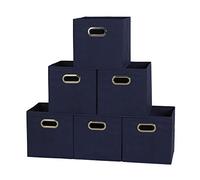 Household Essentials 81-1 Foldable Fabric Storage Bins | Set of 6 Cubby Cubes with Handles | Navy Blue, 6 lbs