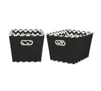 Household Essentials 91-1 Medium Tapered Decorative Storage Bins | 2 Pack Set Cubby Baskets | Black Chevron