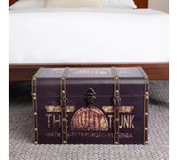 Household Essentials 9243-1 Large Vintage Decorative Home Storage Trunk - Luggage Style, Brown