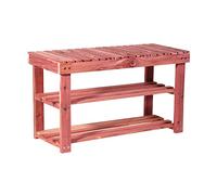 Household Essentials CedarFresh 2-Tier Cedar Shoe Rack and Seat Bench, 31.5" w x 17.5" h x 12.4" d