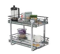 Household Essentials Glidez C21221-1 2-Tier Cupboard Organiser, 29.2 cm Wide, Chrome