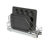 Household Essentials Glidez Multipurpose Chrome-Plated Steel Pull-Out/Slide-Out Storage Organizer for Cookware and Bakeware - Fits Standard Size Cabinet or Shelf, Chrome