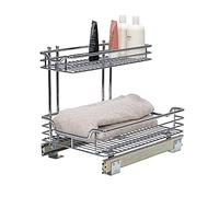Household Essentials Glidez Multipurpose Chrome-Plated Steel Pull-Out/Slide-Out Storage Organizer for Under Sink or Under Cabinet Use-2-Tier Design, Metal, 12-Inch