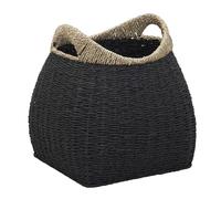 Household Essentials Handled Basket, Two Tone Seagrass and Paper Rope, Black and Natural