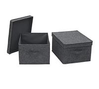 Household Essentials Large Fabric Storage Bins with Lids, Graphite, Set of 2