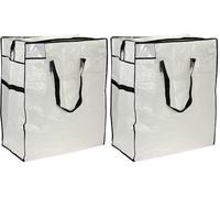 Household Essentials Medium Storage Bag, Clear Polyethylene with Black Trim (Pack of 2)