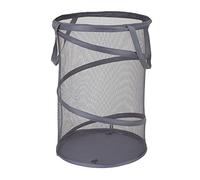 Household Essentials Pop Laundry Hamper, Springform Steel Frame, Mesh Lining for Air Circulation, Large Capacity, Easy Set-Up, Compact Storage, Charcoal, Polyester Alloy, Grey