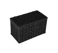 Household Essentials Small Handwoven Paper Rope Wicker Basket with Lid, Black