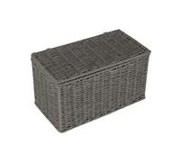 Household Essentials Small Handwoven Paper Rope Wicker Basket with Lid, Grey