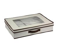 Household Essentials Vision Window Tabletop Set Chest, Natural Canvas with Brown Trim