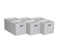 Household Essentials White Mix Set of 6 Open Fabric Cube Storage Bins, 11 x 11