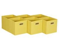Household Essentials Yellow Fabric Storage Bins with Handle, Bright (Pack of 6)