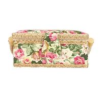 Household Fabric Craft Handmade Sewing Basket Thread Needle Storage Box Organizer Sewing Kit Storage Box with Removable Tray(Garden Rose)
