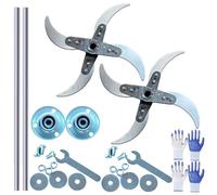 Household Farming Grass Shredder Knife Blades - Adjustable Diameter Vegetable Shredder Set with 12 Mounting Holes for Efficient Grass & Garden Cutting (2Pcs)