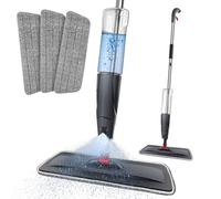 Household Flat Mops with Spray Kitchen Floor Cleaning Mop Dry Wet Mop with 3 Washable Microfibre Pads and 700ML Refill Bottle, 360° Swivel Head, Suitable for Cleaning Laminate, Wood & Tile Floor