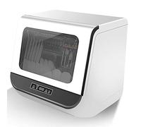 Household Fully Automatic Desktop Dishwasher,Table Top Dishwasher Free Standing Compact High Pressure Wave Dishwasher Cleaner with Stainless Steel Interior LED Display, Low Noise Level High Tempeatur
