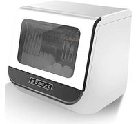 Household Fully Automatic Desktop Dishwasher,Table Top Dishwasher Free Standing Compact High Pressure Wave Dishwasher Cleaner with Stainless Steel Interior LED Display, Low Noise Level High Tempeatur