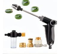 Household Garden Shower Head with Foam Jug & 3 Adaptors Fits All Household Taps with Adjustable Spray Types - Perfect for Garden Watering, Car Washing and Pet Bath.