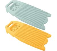 Household Hand Washing Washboard Set with Soap Holder, 2Pcs Large Thick Anti-Skid Plastic Scrubbing Boards for Laundry