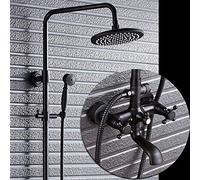 Household Hotel European And American Retro Copper Set Of Mounted On Wall System Column Bath Double Cross Handle Round Head With Shower
