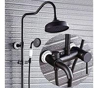 Household Hotel Retro European Brass system rain height adjustable column black overhead set set