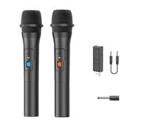 Household K-song Wireless Microphone Outdoor Intelligent Noise Reduction Two-person Chorus Karaoke VHF Fixed Frequency USB Powered Receiver Automatic Connection 30 Meters Distance 15W Output Power Sui
