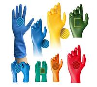 Household Kitchen Cleaning Gloves | Non Slip Fish Scale Grip | Super Strong | Comfortable | Cleaning | Kitchen | Bathroom | Dishwashing | DIY | Gardening | Multipurpose | Powder & Latex Free | 4 Pack