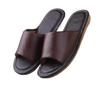 Household Leather Slippers Men's Women's Comfort Genuine Leather Slippers Easy To Clean Non Slip Shoes Indoor Open Toe For Office Bedroom Living Room Guests Visitor
