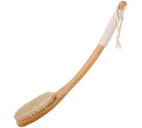 Household Long Curved Handle Bath Brush, Natural Bamboo Body Scrubber with Hanging Rope, Hard and Soft Bristle/Oval Brush Head, Deep Cleaning(Original Color A,43 * 7.2cm)