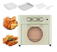 Household Multi-function Oven, 18L Air Fryer Oven with 3 Mechanical Knob, Adjustable 100℃-210℃ & 0-60 Min Timer, 360° Hot Air Circulation, for French Fries, Grilled Chicken Wings green