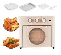 Household Multi-function Oven, 18L Air Fryer Oven with 3 Mechanical Knob, Adjustable 100℃-210℃ & 0-60 Min Timer, 360° Hot Air Circulation, for French Fries, Grilled Chicken Wings pink