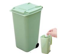 Household Office Supplies Wheelie Mini Trash Can Desktop Plastic Bucket Dustbin Mini Waste Bins Cleaning Storage Green