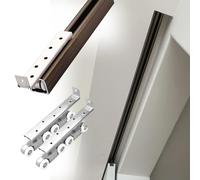 Household Pocket Door Track Kit 30 36 48 72 28 Inch, Single Track Sliding Door Hardware, Folding Door Sliding Rail Fixing Component, with 8 Wheel Rollers & Bracket, Custom Length(110inch/279cm)