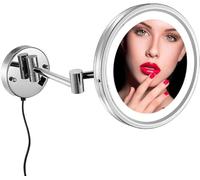 Household Products/Bathroom Vanity Mirror, Round Make Up Mirror, Wall Mounted 180° Ideal for Applying Make-Up, Wearing Contacts and Shaving (Nickel)