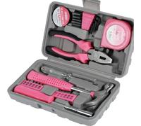Household Repair Tool Kit Pink Tool Kit with Case Hammer and Allen Key Set with Electrical Tape Screwdriver Test Pen Plier Bits Ladies Tool Box for Home (24PCS)