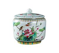Household Rice Barrel Kitchen Flour Bucket Antique Food Storage Bottle Porcelain Ceramic Cylinder With Lid & Pantry Organization For Rice, Soybeans, Corn, Flour, Oatmeal