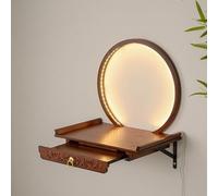 Household Solid Wood Wall Cabinet Buddha Cabinet Niche with Drawer,Temple Wall Mounted Guanyin Cabinet,Bamboo Prayer Buddhist Niche Incense Table,for Pooja and Incense Tribute
