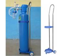 Household Stainless Steel Gas Cylinder Mounting Frame with Wheels and Handle Gas Cylinder Trolley(80cm/31.5 in)