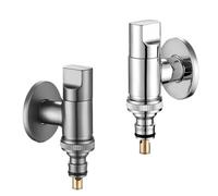 Household Stainless Steel Washing Machine Faucets with Water Stop Valve G1/2 Single Cold Wall Mounted Tap Bathroom Accessories(Black)