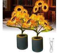 Household Sunflower Lamp, Sunflower Night Lamp, Warm Color LED Lamp, Adjustable Brightness, 3D Realistic Modeling, Bedroom Decoration, Gift for Women, Mothers, Sisters, Girlfriends(2+3 Light)