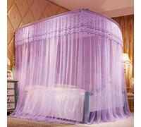 Household textile mosquito net, fishing rod telescopic rail mosquito net, double thickness three stainless steel tubes, 1.5m pattern net, 1.8m square top mosquito net,-purple_Bold 25mm 1.8 * 2.0
