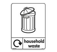 Household Waste WRAP Recycling Signs - Recycle Now Signs - Self Adhesive Vinyl Sticker (A6-105mm x 148mm)