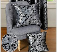 Householdfurnishing 3 piece Jacquard Comforter Paisley Quilted Bedspread With Oxford Pillow Shams (Cushion Covers Black, 2 x Large 58 x 58cm)