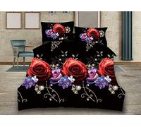 Householdfurnishing 4 Pcs 3D Design Duvet Cover Bedding Set Quilt Cover Set For Decor Bedroom (316 /3D - Red Roses, Single)